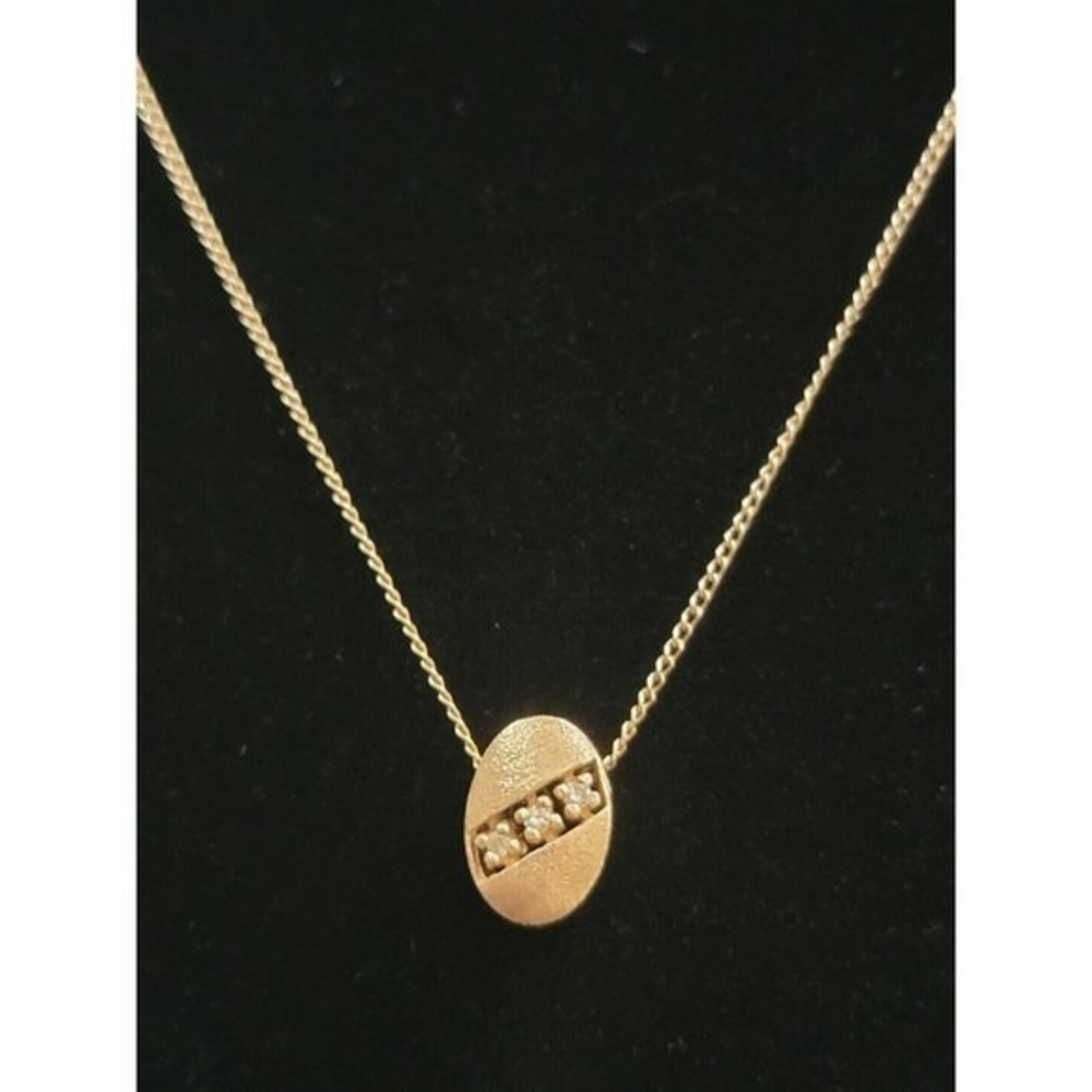Estate 14kt Yellow Gold Diamond Necklace‎ Egg Charm 3 Year Anniversary 14k